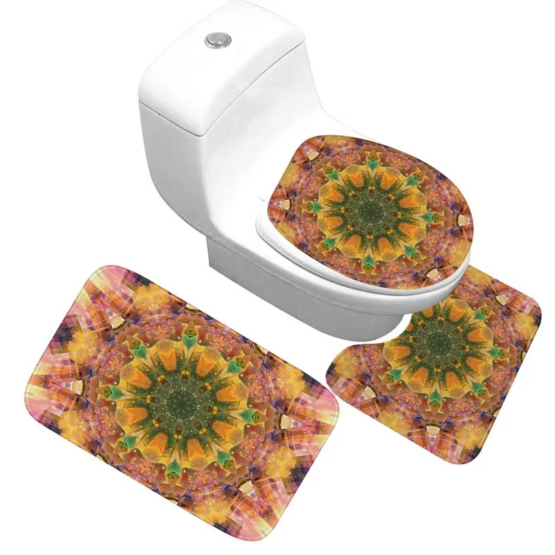 

Anti-slip Bathroom Toilet Mat Set 3 Piece Seat Closestool Cover Washroom Rugs