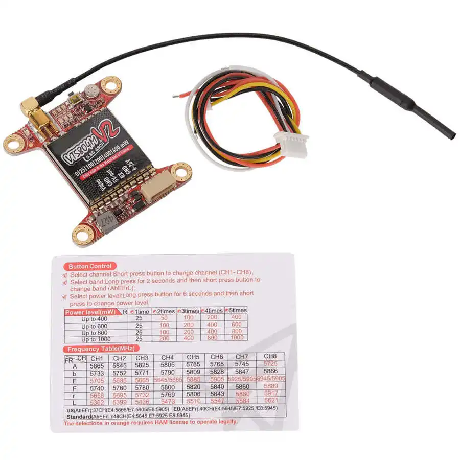 VT5804M V2 передатчиком изображения 5 8G 40CH RC FPV Дрон часть видео передатчик 25/100/200/400/600