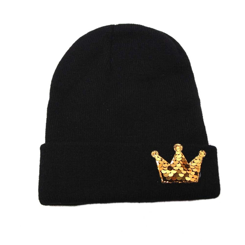 2019 модная шапка с блестками детские шапки для мальчиков и девочек зимние плотные