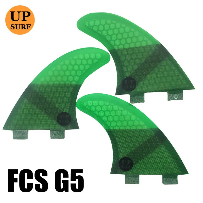 G5 3pcs green Upsurf логотип FCS плавники G3/G5/GL с винтами и ключ плавники сумка для серфинга сотовый плавник Стекловолокна Плавники FCS Quilhas плавники - Цвет: G5 3pcs green