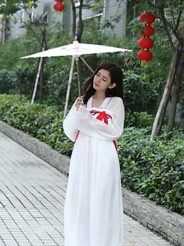 Китайские народные танцы Женская винтажная вышитая одежда Hanfu элегантные платья
