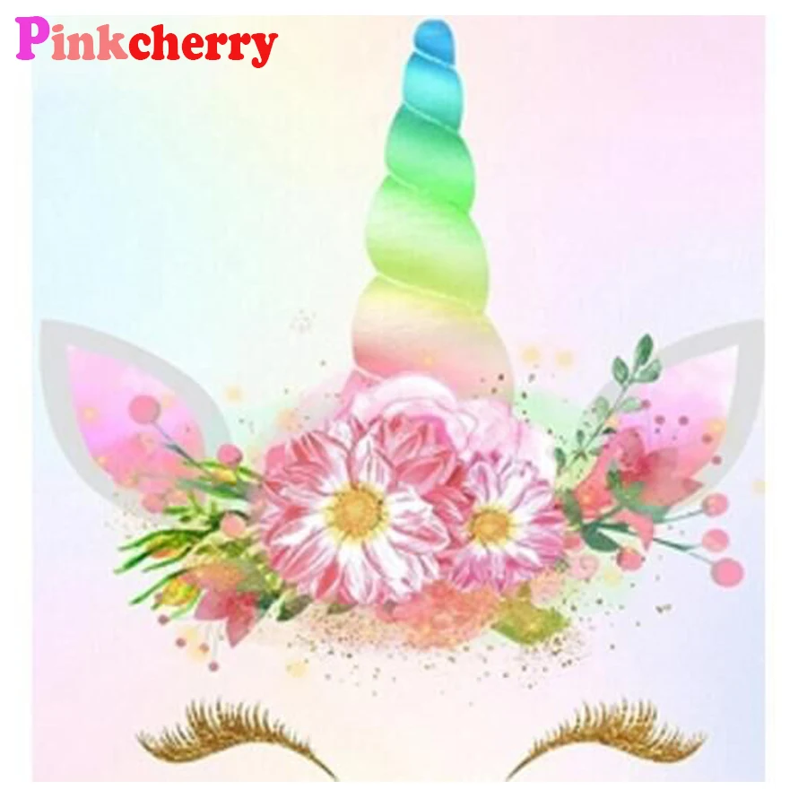 Алмазная живопись Единорог цветок Радуга 5d &quotсделай сам&quot вышивка крестиком