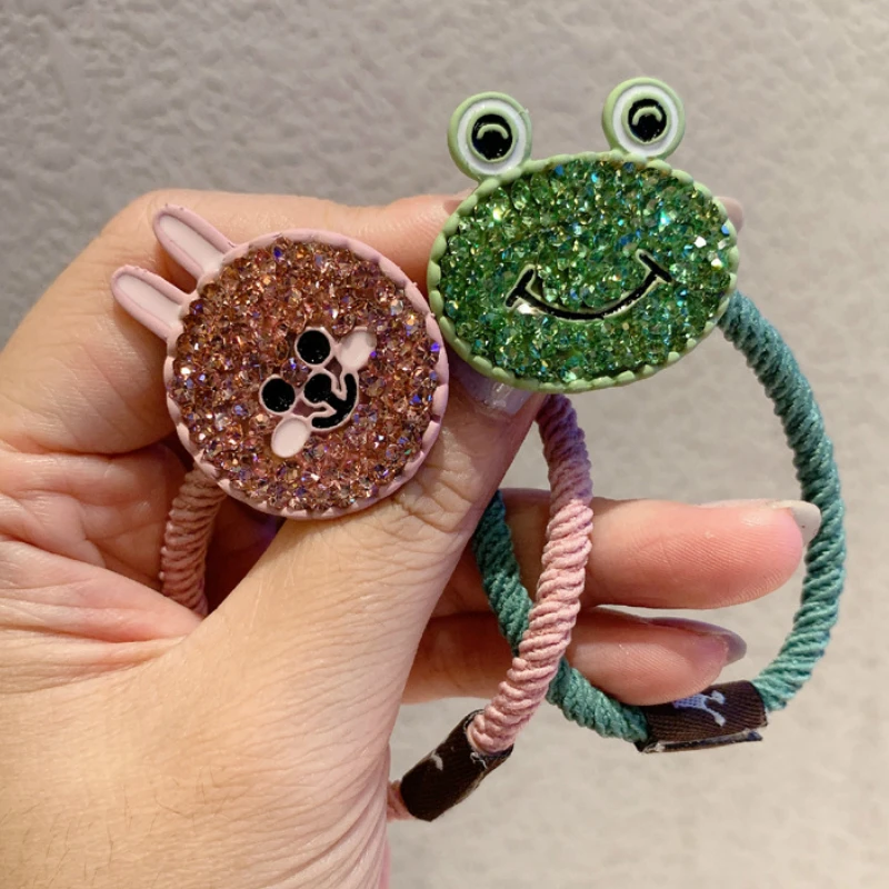 

Cartoon Bear Bunny Frog Hairbands Elastic Hair Bands Flash Crystal Rhinestone Hair Jewelry for Women Girls Kids Hair Accessories