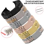 Ремешок для часов из нержавеющей стали с изогнутым концом, металлический браслет с черепаховой пряжкой, размеры 13 мм 17 мм 18 мм 19 мм 20 мм 21 мм 22 мм