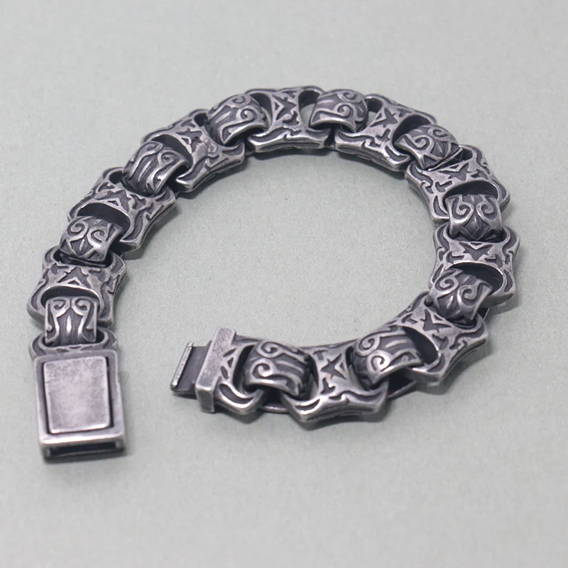 Винтажный черный браслет из нержавеющей стали для мужчин мужские браслеты