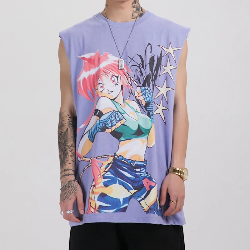 Футболка мужская длинная в стиле хип-хоп с мультяшным принтом | Мужская одежда