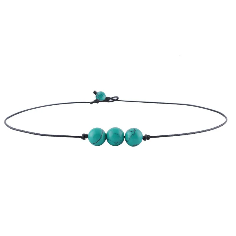 Природное ожерелье для женщин зеленый синий цвет простое короткое подарок