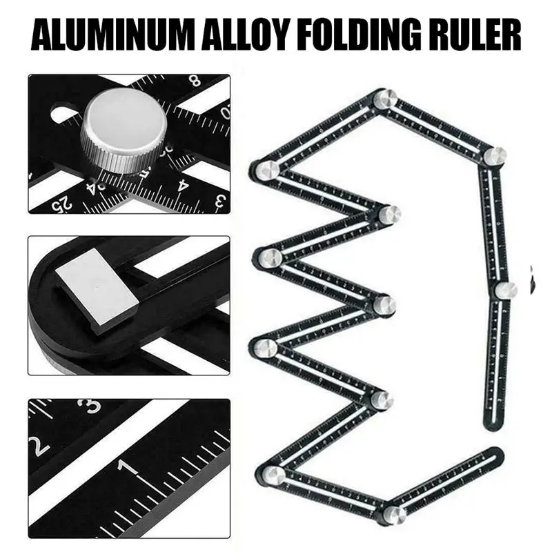 

12 Hold Tile Hole Locator Folding Adjustable Angle Finder Measuring Ruler Metal Drill Guide Locator For Craftsmen Multi Tool