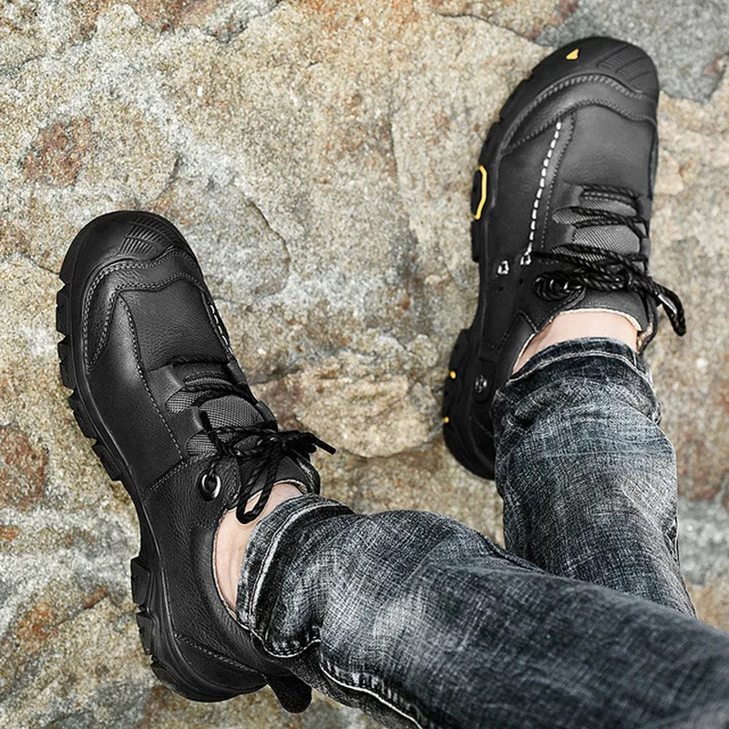 Men's Hiking Shoes Tactical Boots Genuine Leather Men Sport Outdoor Breathable Sneaker Mountain Hunting | Спорт и развлечения