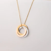 stainless steel three ring three color winding gold necklace mirror polishing ring three color necklace lovers necklace diy nec