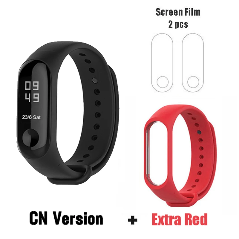 CN add red film Глобальная версия Xiaomi Mi Band 3 умный Браслет 50 м водонепроницаемый монитор сердечного ритма мужской Браслет фитнес-трекер многоязычный - Цвет: CN add red film