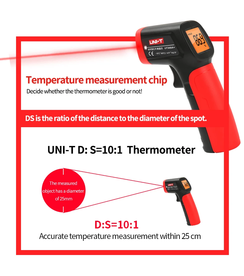 UNI-T UT300A+ лазерный инфракрасный термометр портативный промышленный бесконтактный термометр лазерный термометр
