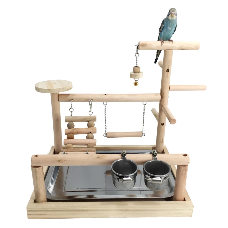 

Parrots Playstand Bird Playground Wood Perch Gym Stand Playpen Bird Ladders Exercise Playgym Cockatiel bird's dinner table Toy