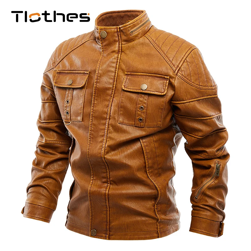 

Autumn Winter Black Moto Leather Jacket Men Motorcycle Men's Faux Leather Jacket and Coats Thick Coat Mens Brown Leather Jacket