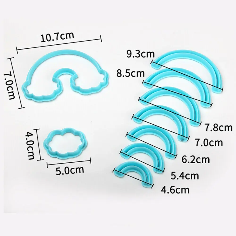 9pcs/set Rainbow Cookie Cutter plastic mold fondant Cake decoration baking Tool soap chocolate pastry Mold |