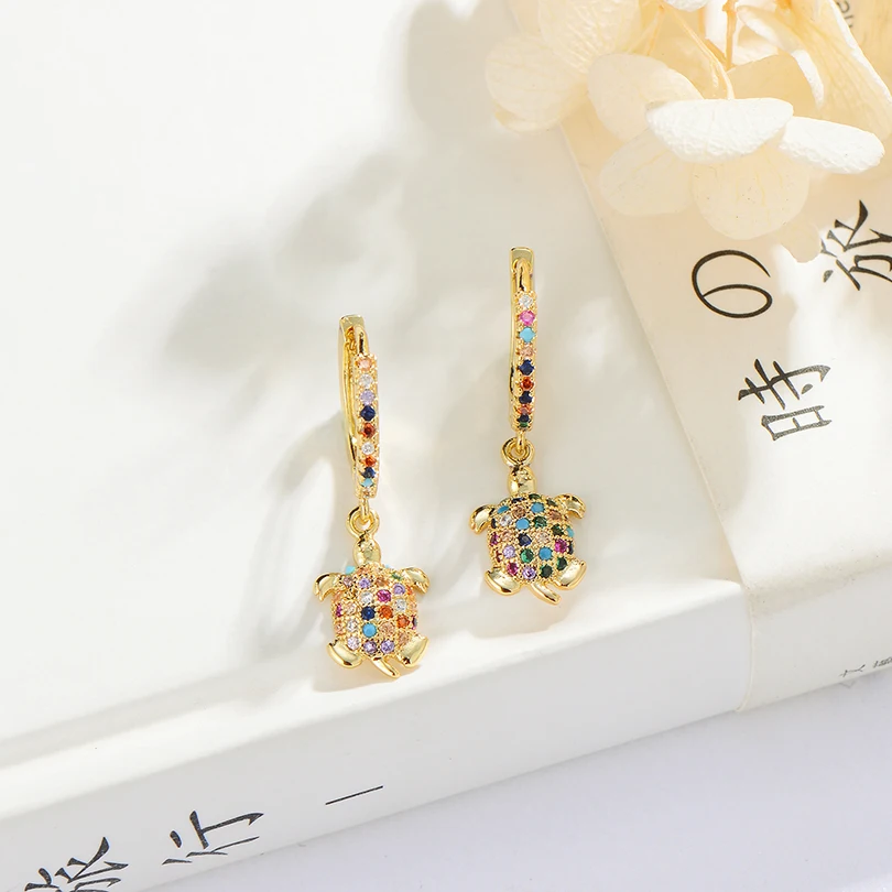 Pipitree милые животные морская черепаха серьги-кольца медные кубические