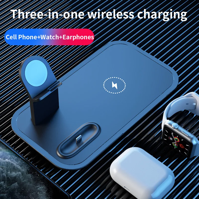 

Three In One Wireless Charger Fast Charging for iPhone iWatch Headset Wireless Charging Bracket Mobile Phone Seat Charging