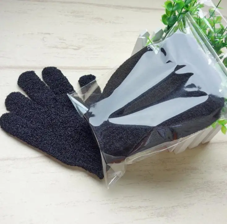 

Color Black Peeling Glove Five Fingers Exfoliating Bath Mitts Paddy Soft Fiber MassagewholesaleWholesale