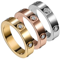 new simple and fashionable love full diamond titanium steel ring female temperament exquisite ring trend party jewelry