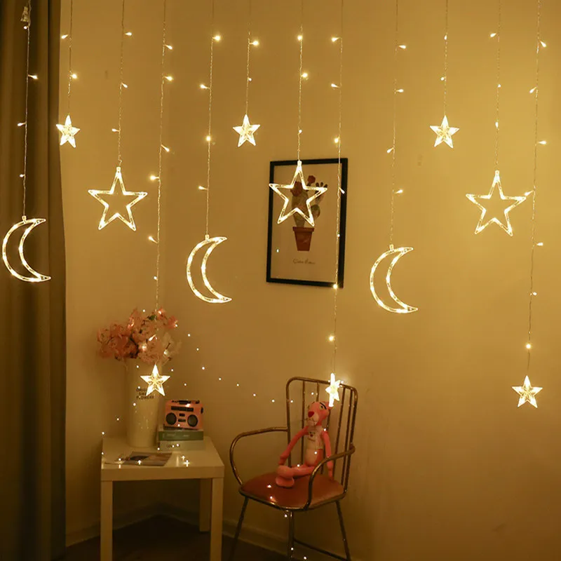 

EID Mubarak Star Moon Led Light Strip Ramadan Decoration for Home Muslim Islam EID Party Favors Wedding Christmas Decoration