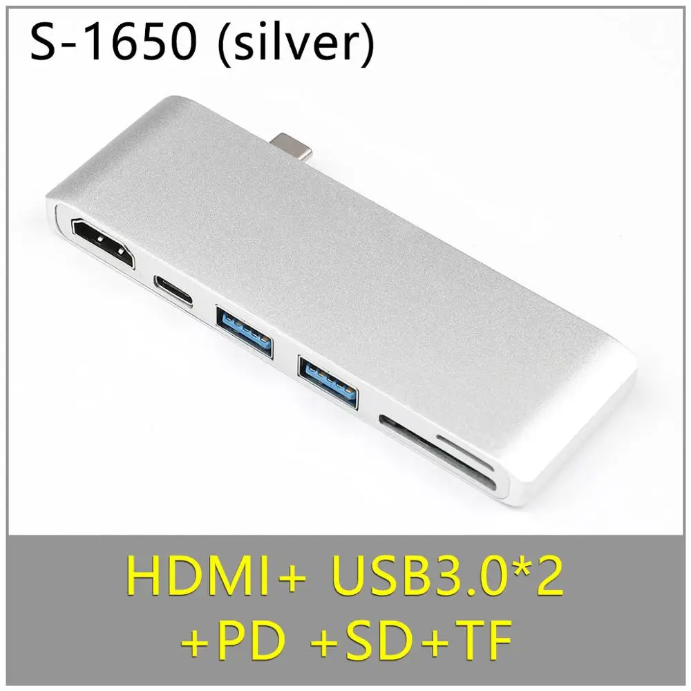 USB C type C концентратор для Macbook Pro Air 12 13 15 16 дюймов USB-C HDMI концентратор разветвитель 3,0 адаптер TF/SD/PD кардридер Тип C - Цвет: TC-1650-17