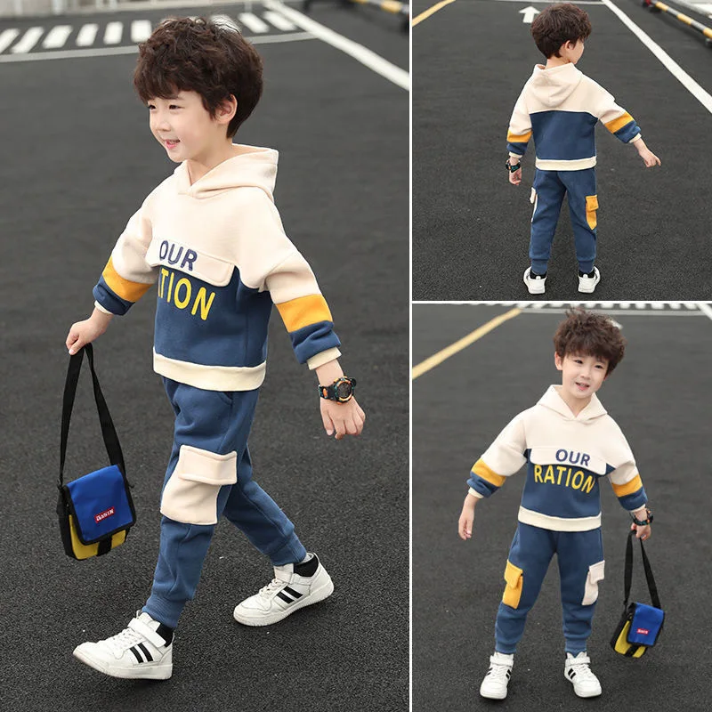 Conjunto de Sudadera con capucha para ni&ntilde;os y ni&ntilde;as, Conjunto de sudadera y pantalones, conjunto de 2 piezas, Oto&ntilde;o, 2021-4