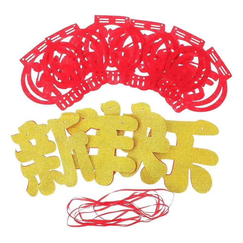 

2 Sets of New Year Banners New Year Pendants Decorative Flags Party Layout Props