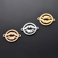 10pcs stainless steel mirror polished 3 colors mouth lips charms 2 hole connector for bracelet necklace diy jewelry making