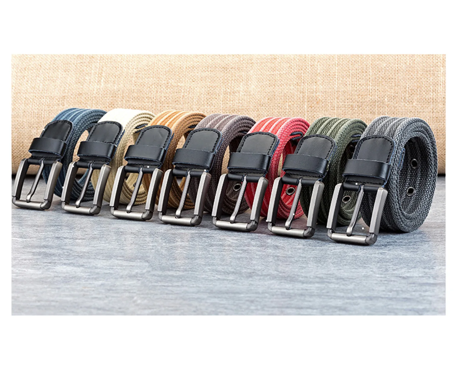 Брезентовый мужской ремень с пряжкой из сплава тканый полиэстера женский