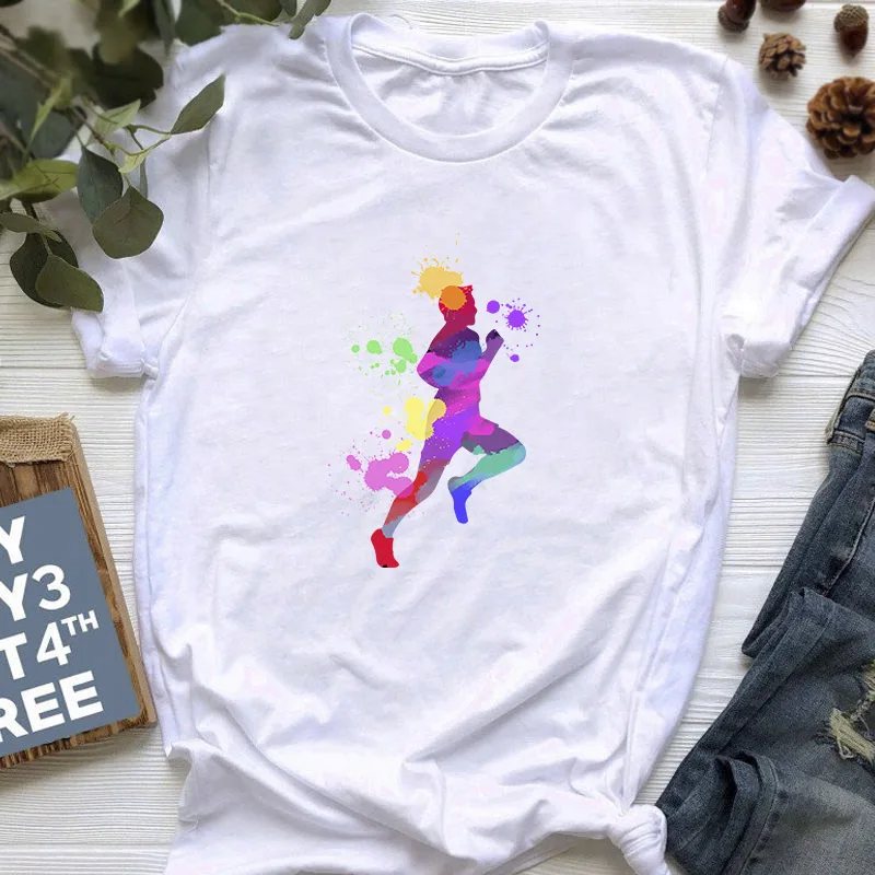 

Women's T-shirt Rainbow Graphic Short Sleeve T-shirts Women Fashion Summer Lady Clothing Tops TShirt Shirt Tees graphic t shirts