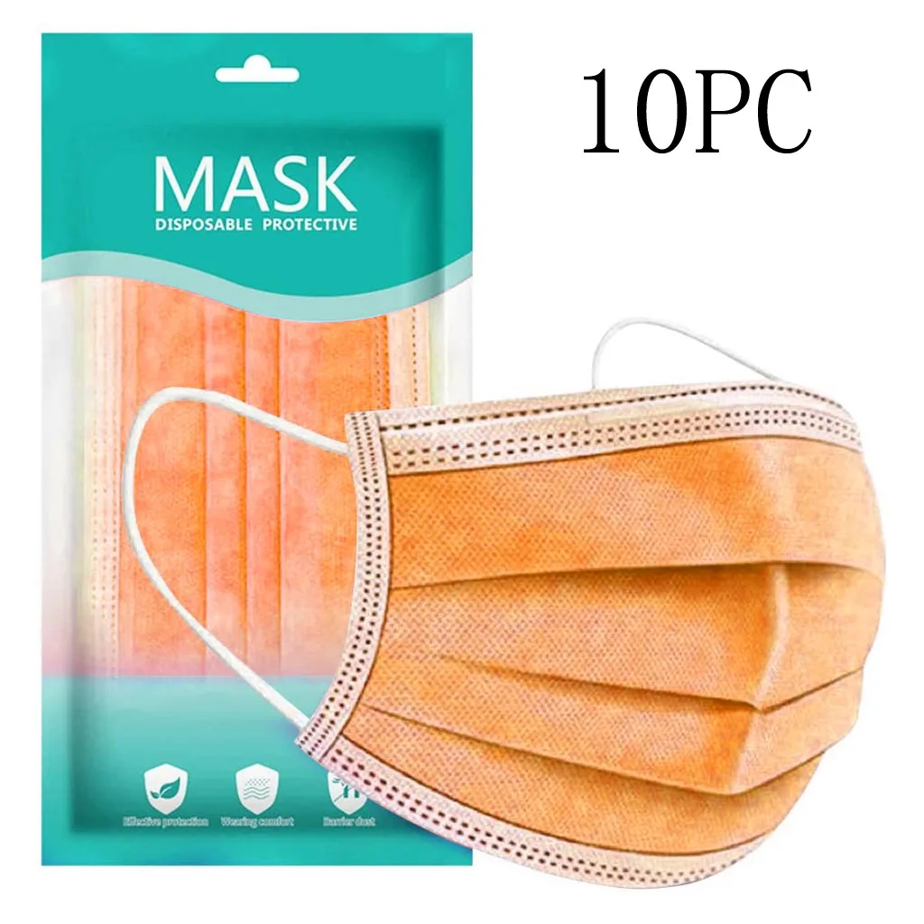 10 шт. одноразовые лыжные ручных Maskes нетканый 3 Слои оранжевый Fasemask для зародышей