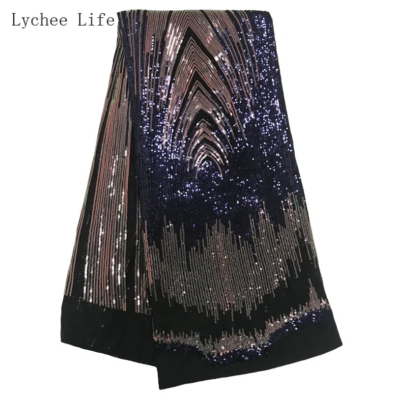 Lychee Life 5 ярдов африканская Тюль блестящая кружевная ткань вышитая нигерийская