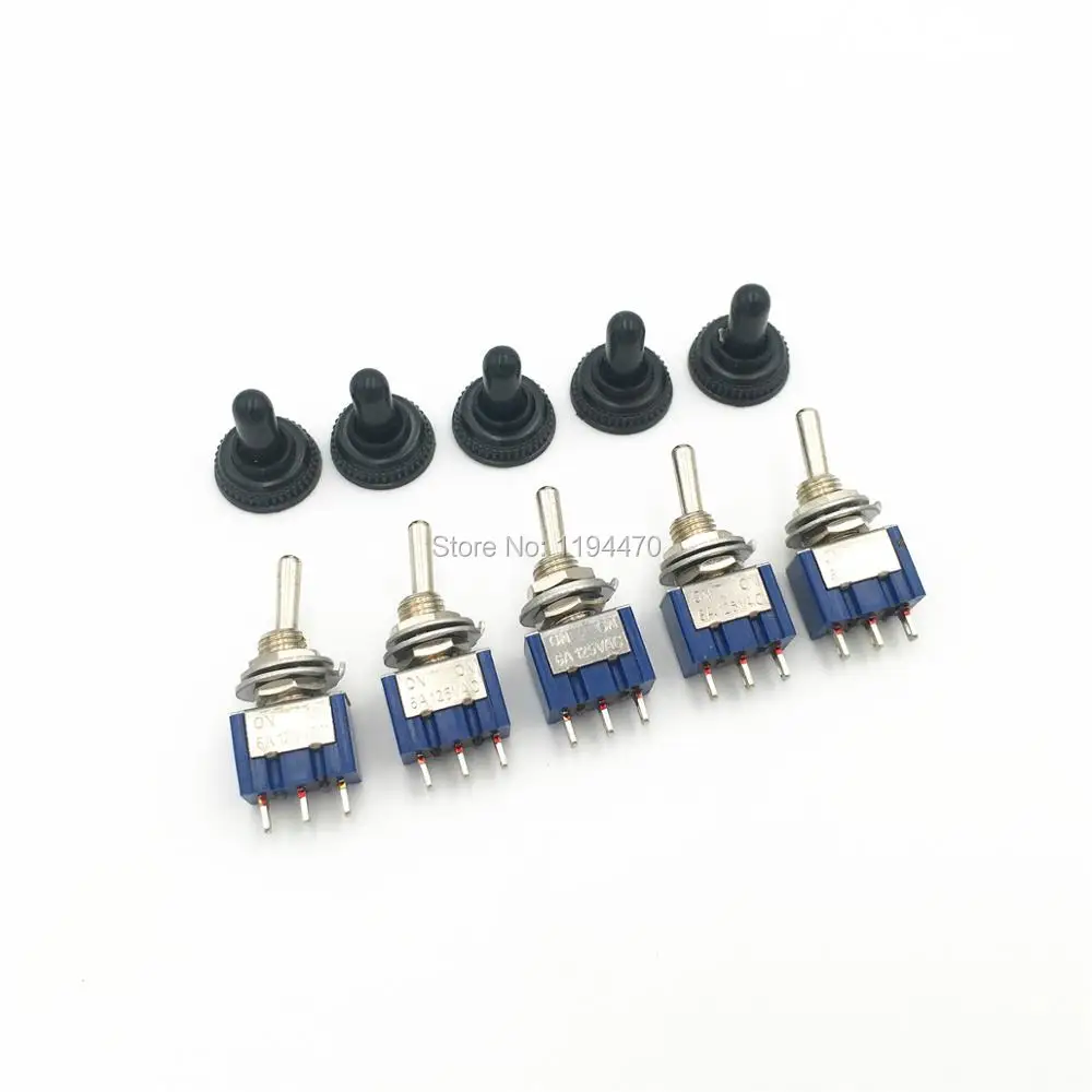 5 шт. MTS 102 3 Pins ON 6A 125VAC OFF SPDT Mini 103 Switch с водонепроницаемой крышкой 6 мм монтажное
