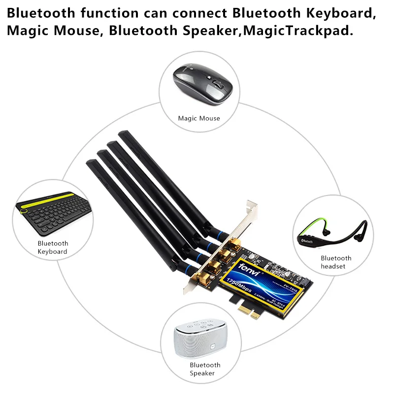 PCI Wi-Fi адаптер беспроводной-AC двухдиапазонный 1750 Мбит/с Broadcom BCM94360CD 802.11ac для Hackintosh/Mac OS/Windows с Bluetooth 4,0