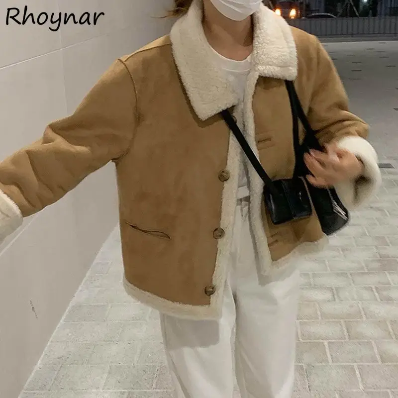 

Basic Jackets Winter Thicken Bf New Girlish Fashion Vintage Turn Down Collar Daily Aesthetic Street Loose Preppy Windproof Ins