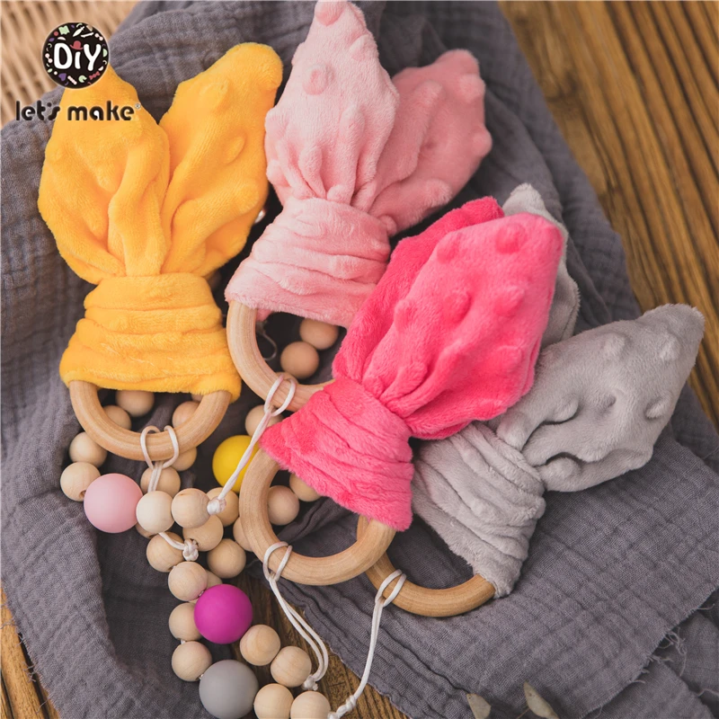 

Beech Wood Baby Teether Rabbit ears Baby Nursing Bracelet Wooden Pendant For DIY Nursing Pacifier Chain Clips Baby Products