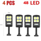 Уличный светильник на солнечной батарее с дистанционным управлением, 48 светодиодов, 3 режима работы, Пассивный инфракрасный датчик движения, декоративные настенные лампы для сада, улицы, 4 шт.