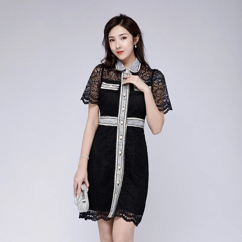 

Xiaoxiangfeng women's 2021 new spring dress Korean heavy industry short sleeve age reducing skirt