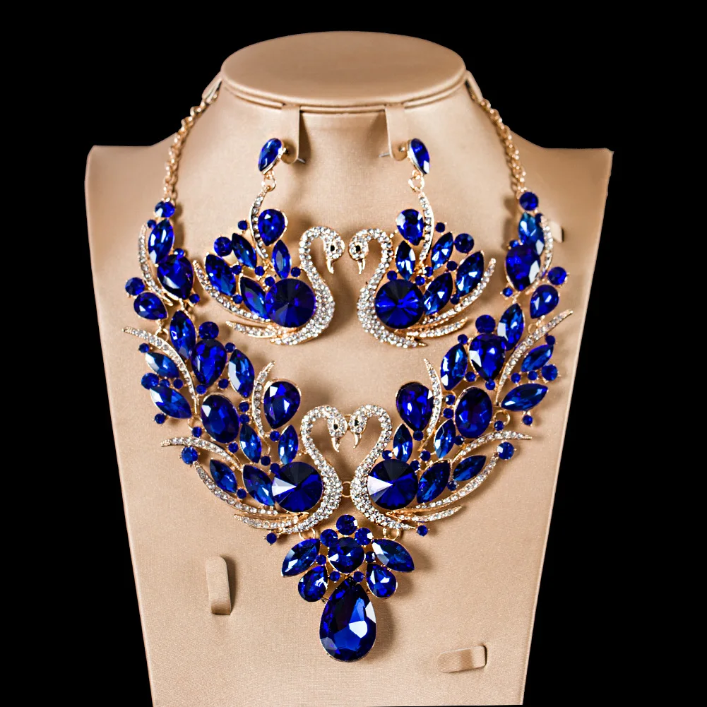 Роскошный золотой сет Дубай ювелирные наборы для женщин большой ожерелье серьги