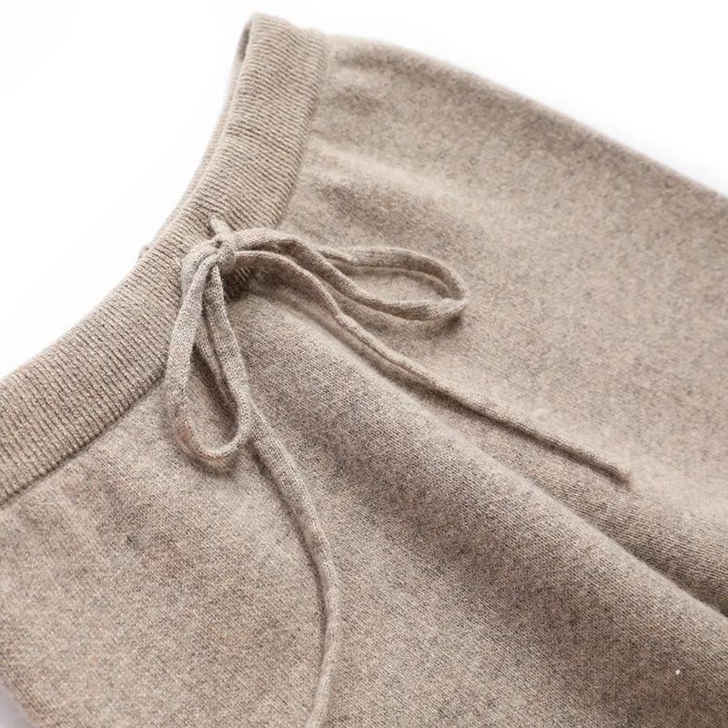 Женские брюки из 100% чистой шерсти трикотажные с эластичным поясом плотные теплые