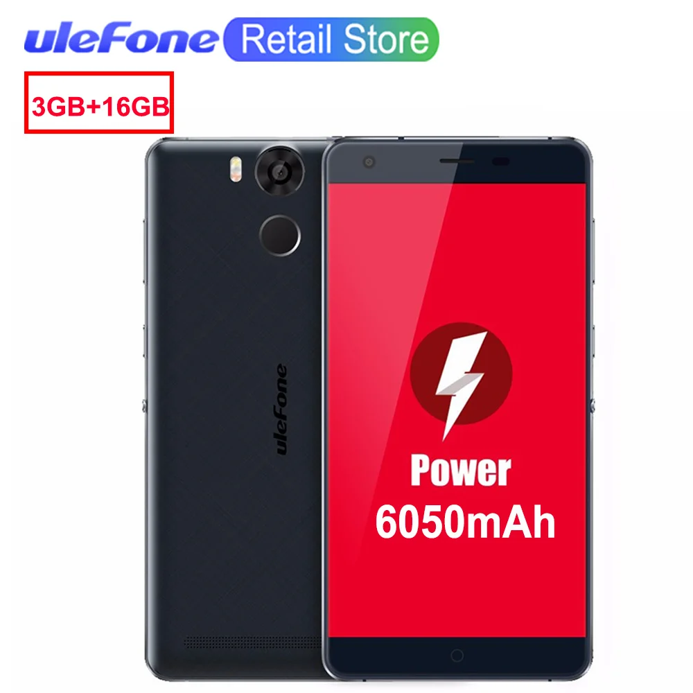 Смартфон Ulefone power 4G LTE 6050 мАч 5 дюймов FHD MTK6753 четыре ядра 3 Гб + 16 ГБ разблокировка