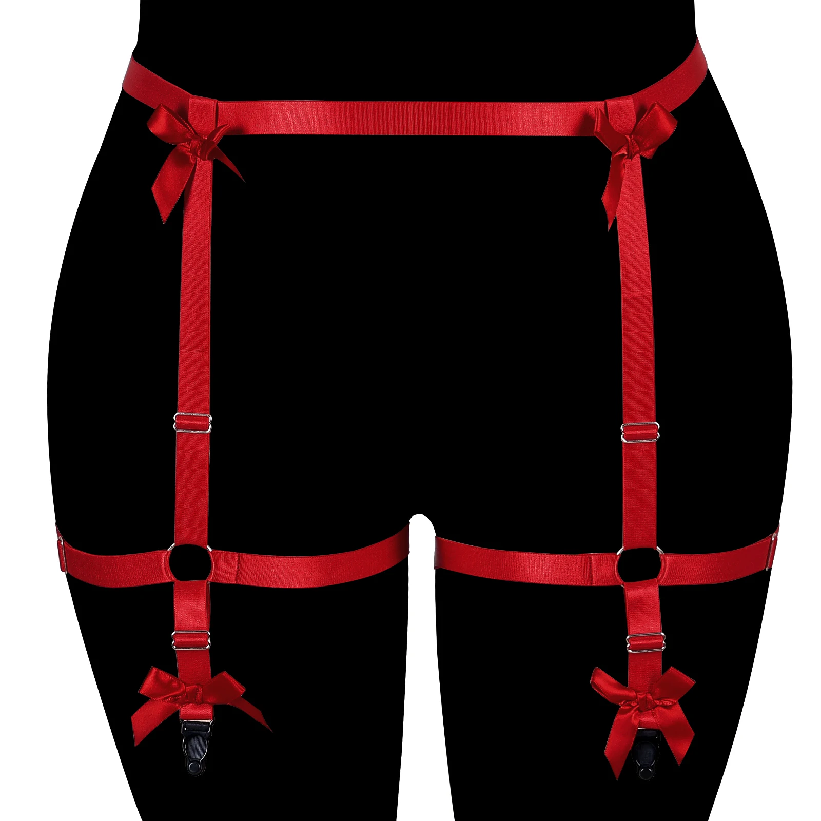 

Women Wedding Bow Harness Belt Goth Rave Plus Size Leg Garter Belt Bondage Body Cage High Waist Stocking Accessories
