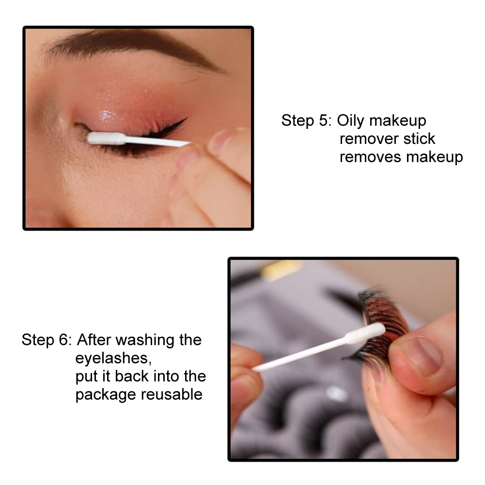 

6pairs Makeup Tools Ladies Party Waterproof Salon Natural Look Reusable Magnetic False Fake With Tweezer Eyeliner Eyelashes Kit