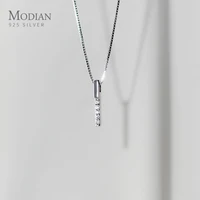 modian twinkling zircon geometric rectangle 925 sterling silver pendant for women adjustable necklace korea style fine jewelry