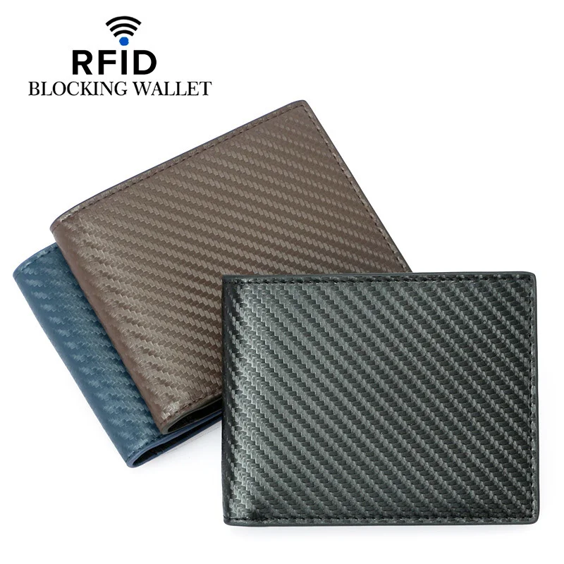 

New RFID Blocking Wallets Men's Carbon Fiber Wallet 3D Waterproof Card Wallet Bifold Card Holder RFID Minimalist Bifold Purse