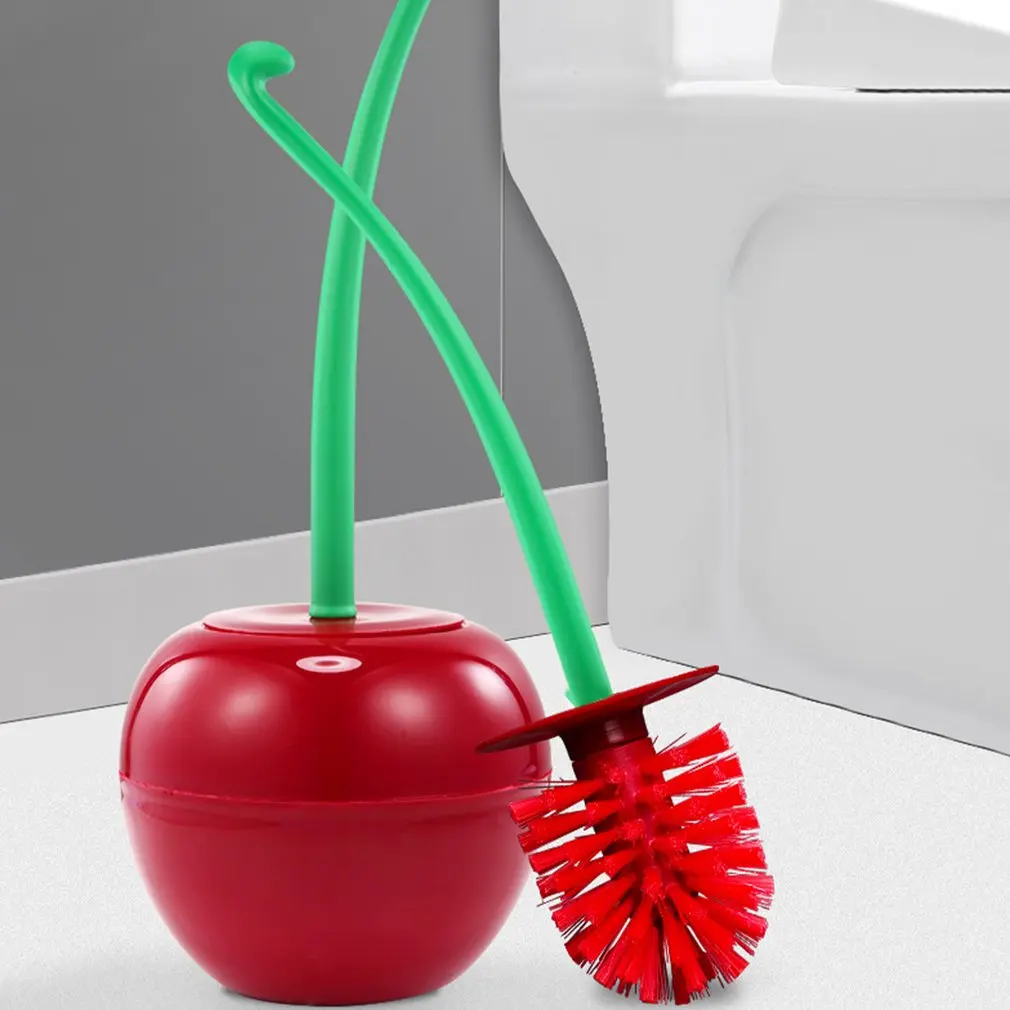 

Cherry Toilet Brush Plastic Set Fashion Thick Brush Head Non-slip Handle Strong Detergency Bathroom Fixture Toilet Brush Holders