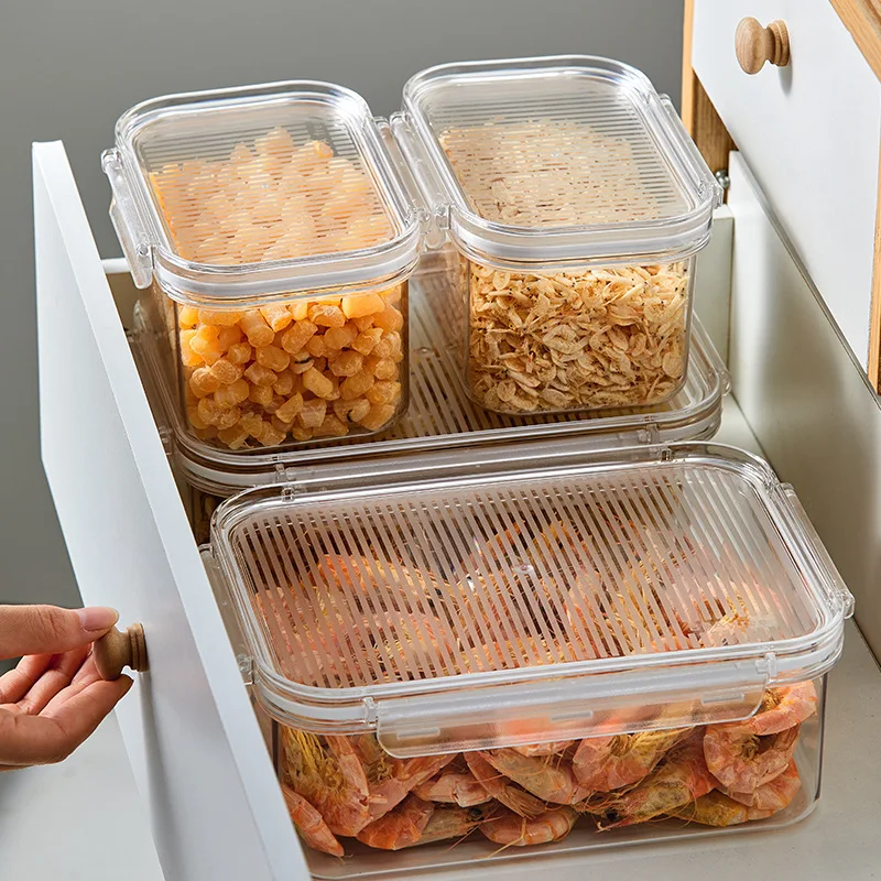

High Capacity Food Container Kitchen Grain Storage Tank Fridge Transparent Fresh-Keeping Box Sealed Spice Jars Cereals Organizer