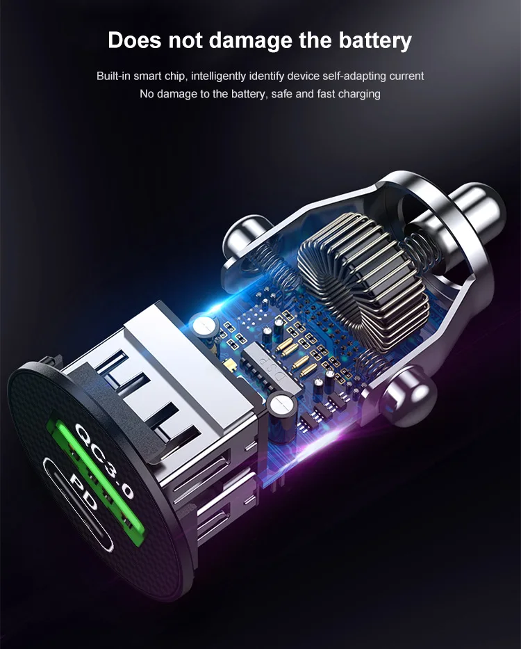 Автомобильное зарядное устройство ROXGOCT 30 Вт USB быстрая зарядка QC3.0 Type C мобильный