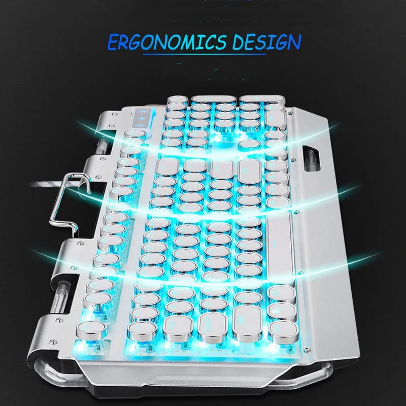 Игровая клавиатура с подсветкой механическая в стиле ретро панк Проводная