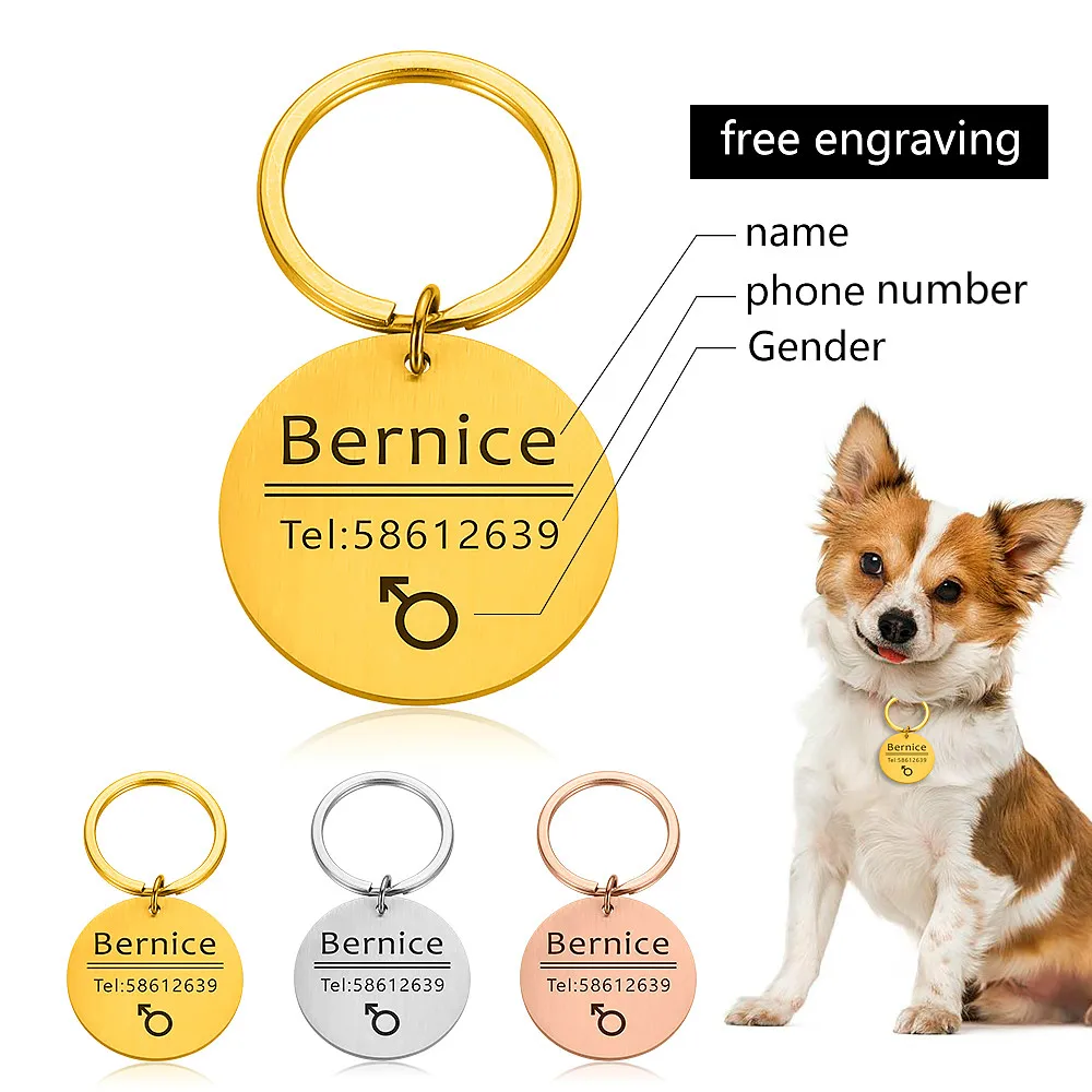 

Pet Dog Cat Collar Accessories Decoration Pet ID Dog Tags Collars Stainless Steel Cat Tag Customized Tag Free Engraving